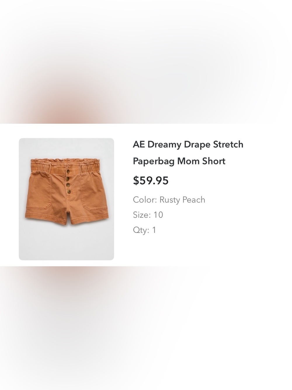 NWT American Eagle Outfitters Rusty Peach Paperbag Mom Shorts